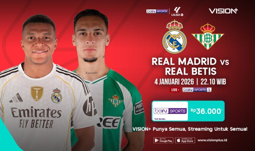 Real Madrid Bertemu Real Betis, Cek Jadwal Tayang di VISION+
